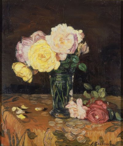 バラ付き花瓶-1931-O - L-50×43 CM 作： Ignacio Zuloaga y Zabaleta