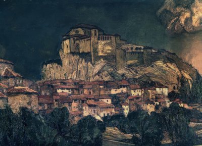 アルカサルの風景（詳細）、1916年、キャンバスに油彩、139×199cm 作： Ignacio Zuloaga y Zabaleta