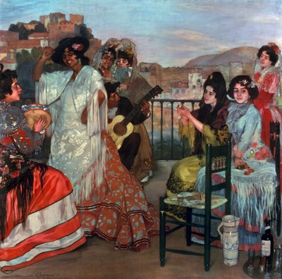 バルコニーでギターを弾く、1903年 作： Ignacio Zuloaga y Zabaleta