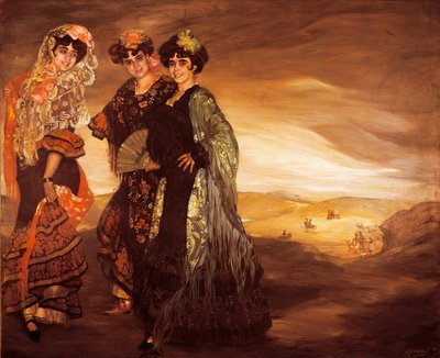 3人のいとこ（スペインの伝統的な踊り子の衣装を着て） 1903年頃 （油彩・キャンバス 作： Ignacio Zuloaga y Zabaleta