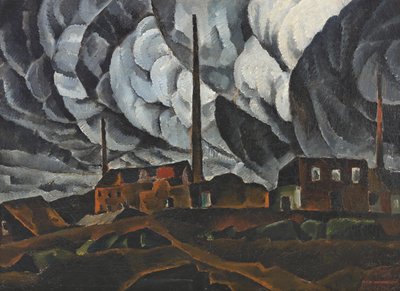 工場の建物のある風景、1920 年代初頭。 作： Ignati Ignatyevich Nivinsky