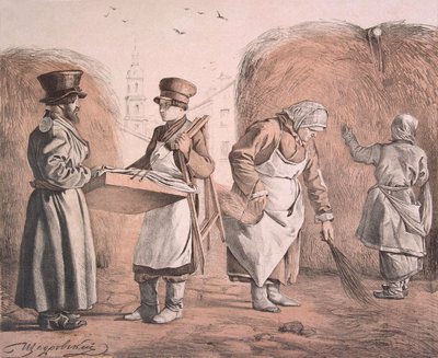 シリーズのパイとコーチマンの街頭行商人これらは私たちの人々です、1842 作： Ignati Stepanovich Shchedrovsky