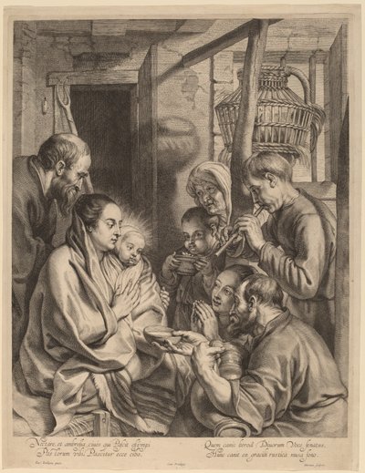 羊飼いの礼拝 作： Ignatius Cornelis Marinus after Jacob Jordaens