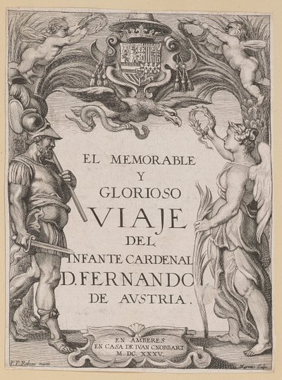 D. De Aedo y Gallert のタイトル ページ、... インファンテ カルデナルの航海... 作： Ignatius Cornelis Marinus after Sir Peter Paul Rubens