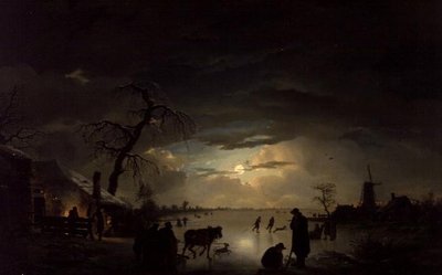 月明かりに照らされた冬の風景 作： Ignatius Josephus van Regemorter