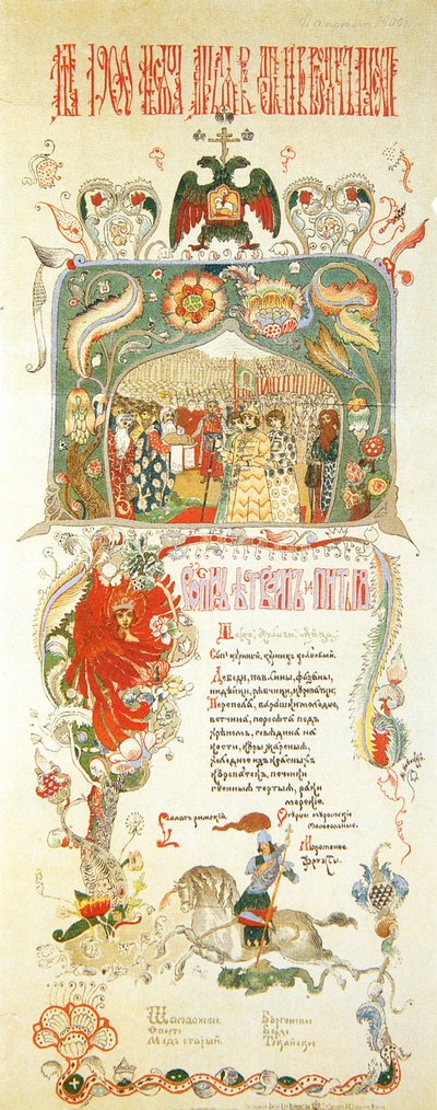 1900 年 4 月 11 日のイースターの食事のメニュー。 作： Ignaty Nivinsky