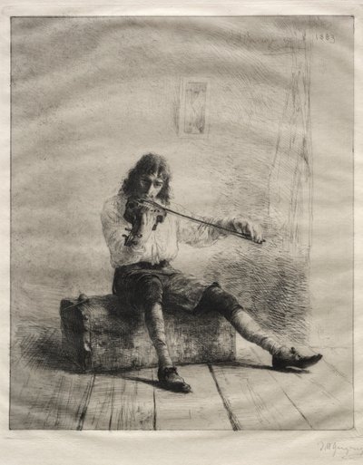 そして、鈍いケアを追い払ってください、1883年。 作： Ignaz Marcel Gaugengigl