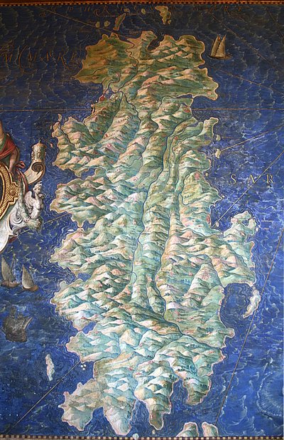 サルデーニャ島の地図 - 地図のギャラリー - バチカン美術館. 作： Ignazio Danti