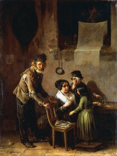家族グループ、Ignazio Manzoni (1799-1888) 作、キャンバスに油彩 作： Ignazio Manzoni