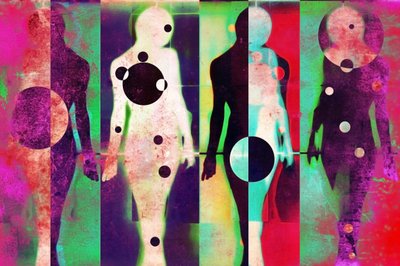 躍動感あふれる分割された人物像 作： 
