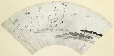 明石湾、18世紀後半（雲母をサイズにした紙にインク） 作： Ike Gyokuran