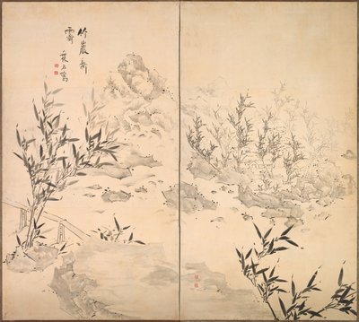 雨上がりの晴天の竹、1700 年代半ば。 作： 池の大河