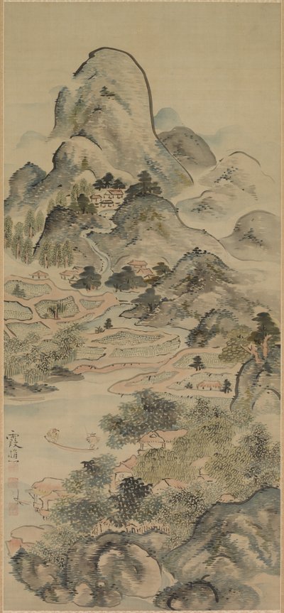 春の釣り、1700 年代。 作： 池の大河