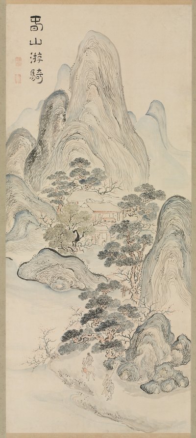 春の風景、1700 年代。 作： 池の大河