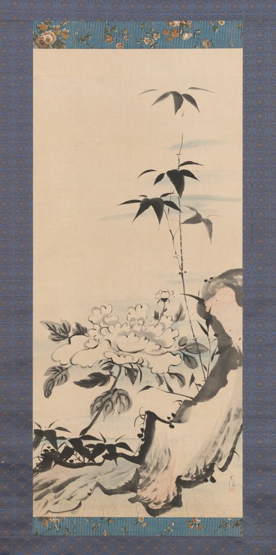 牡丹と竹、約。 1768年。 作： Ike no Gyokuran