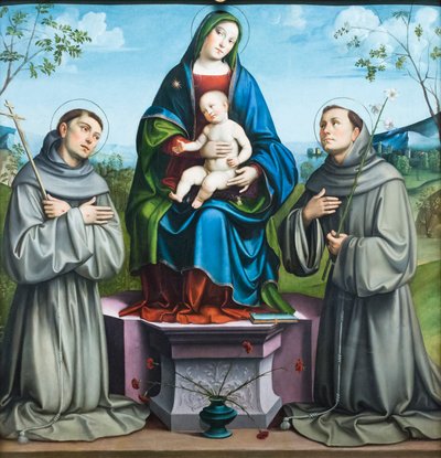 アッシジの聖フランチェスコとパドヴァの聖アントニウスと聖母子 作： Il (1450 1517) Francia