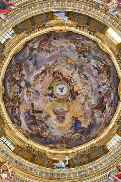 預言者、伝道者、教会の医師と共に、イエスとペンデンティヴを賛美する楽園 作： Il  Baciccio