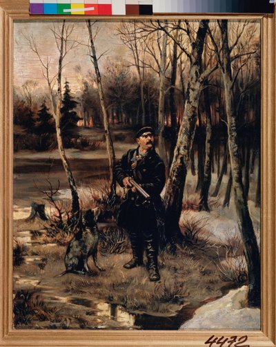 ウッドコック ハンティング - ウッドコック シューティング - Illarion Mikhailovich Pryanishnikov (1840-1894) 作、キャンバスに油彩 作： Illarion Mikhailovich Pryanishnikov