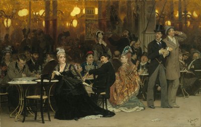 パリのカフェ、1875 作： Ilya Efimovich Repin