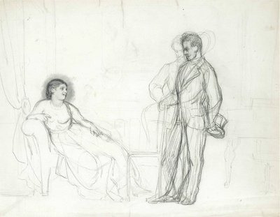 ジュゼッペ・ヴェルディ・パー・レーピンのオペラ「椿姫」のヴィオレッタ役のアデリナ・パッティ (1843-1919)、イリヤ・エフィモヴィッチ (1844-1930)、1860 年代末から 1870 年代初頭 - 紙に鉛筆 - コンスタンティヌス宮殿、サンクトペテルブルク 作： Ilya Efimovich Repin