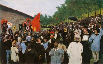 「パリの墓地でのコミュナードの壁による年次祝典」、1883年、1965年。 作： Ilya Efimovich Repin