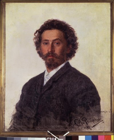 自画像。 Ilya Yefimovich Repin (Ilia Repin) (1844-1930) の絵画、キャンバスに油彩 作： Ilya Efimovich Repin