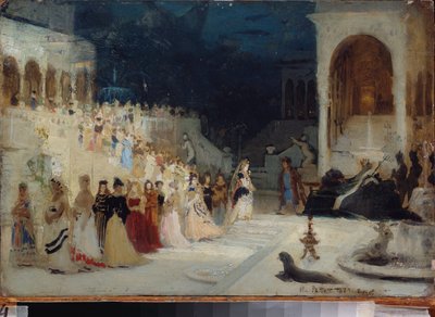 オペラ「サドコ」の装飾準備。 Peinture de Ilya Repin (Ilya Repine) (1844-1930)、huile sur toile 作： Ilya Efimovich Repin