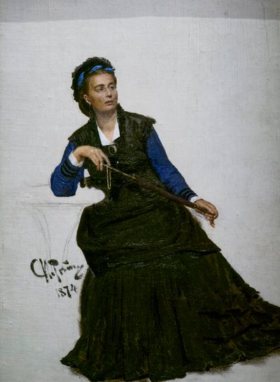 傘で遊ぶ女性 作： Ilya Efimovich Repin
