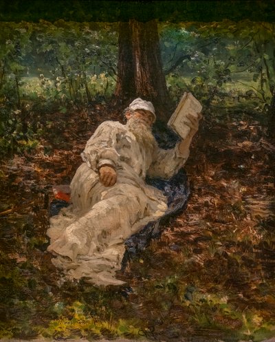 森に佇むレオン・トルストイ 作： Ilya Efimovich Repin