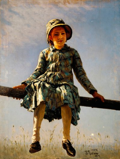 トンボ。 芸術家の娘の肖像。 Ilia Yefimovich Repin (Ilia Repin) (1844-1930) の絵画、キャンバスに油彩 作： Ilya Efimovich Repin