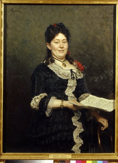 ソプラノ歌手アレクサンドラ モラス (1845-1929) の肖像画。 （オペラ歌手A.モラスの肖像）。 Ilya Yefimovich Repin (Ilia Repin) (1844-1930) の絵画、キャンバスに油彩 作： Ilya Efimovich Repin