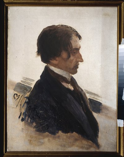 アーティスト Isaak Brodsky (Brodsky) (1883-1939) の肖像画。 Ilya Repin (Ilia Repin) (1844-1930) の絵画、キャンバスに油彩 作： Ilya Efimovich Repin