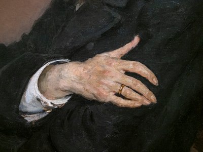 パベル・ミハイロヴィッチ・トレチャコフの肖像（詳細） 作： Ilya Efimovich Repin