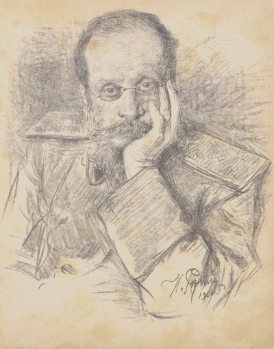 作曲家CésarAntonovich Cui 1835-1918、1900の肖像。 作： Ilya Efimovich Repin