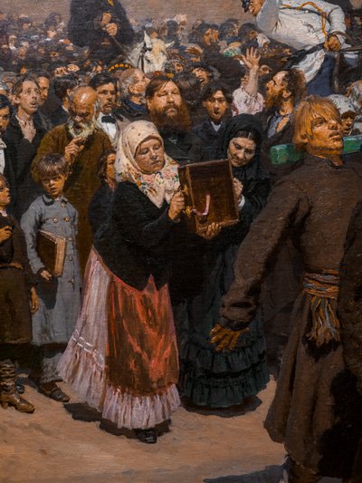 クルスク地方の宗教行進（詳細） 作： Ilya Efimovich Repin