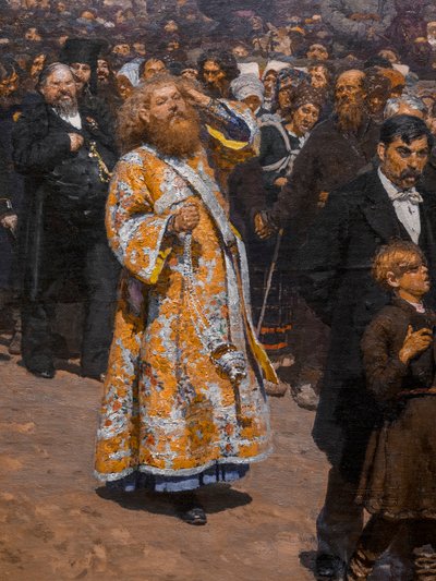 クルスク地方の宗教行進（詳細） 作： Ilya Efimovich Repin