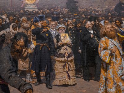 クルスク地方の宗教行進（詳細） 作： Ilya Efimovich Repin