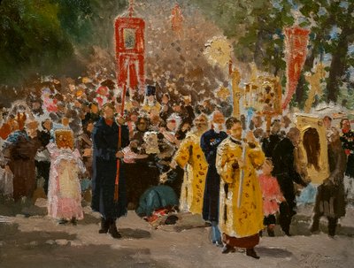 樫の木の宗教的な行進 作： Ilya Efimovich Repin