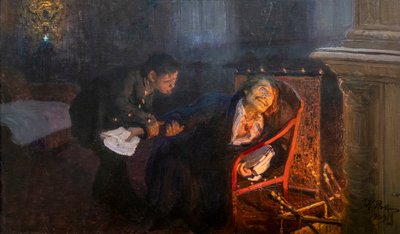 焼身自殺。 原稿を燃やすゴーゴリ 作： Ilya Efimovich Repin