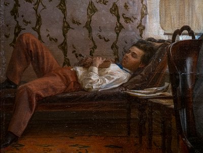 試験の準備をする生徒たち (詳細) 作： Ilya Efimovich Repin