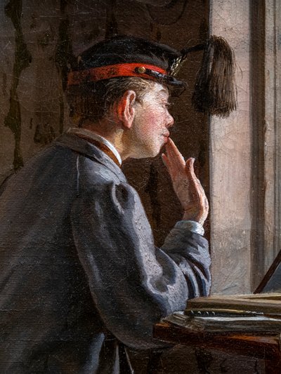 試験の準備をする生徒たち (詳細) 作： Ilya Efimovich Repin