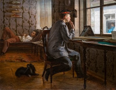 試験の準備をしている学生 作： Ilya Efimovich Repin