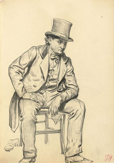 着席した男、脚に寄りかかった腕、c。 1872-1875 作： Ilya Efimovich Repin
