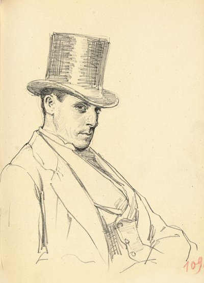 シルクハットを着た男c。 1872-1875 作： Ilya Efimovich Repin