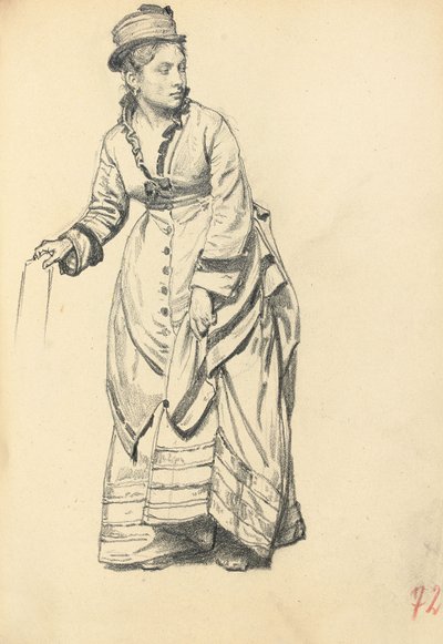 彼女のドレスを保持している立っている女性c。 1872-1875 作： Ilya Efimovich Repin