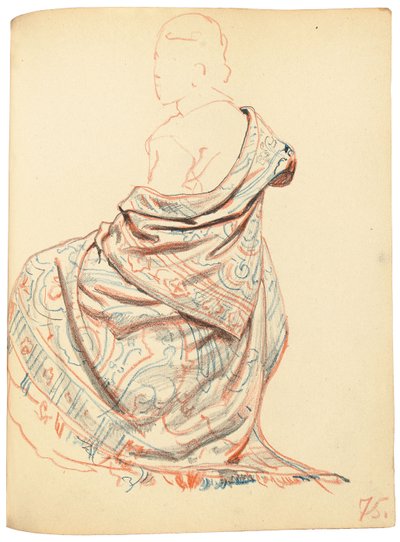 「パリジャンカフェ」の研究：着席女性のドレスの研究c。 1872-1875 作： Ilya Efimovich Repin