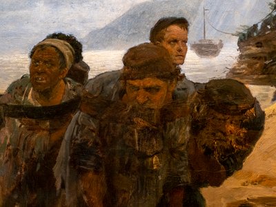 浅瀬を渡る塔 (詳細) 作： Ilya Efimovich Repin