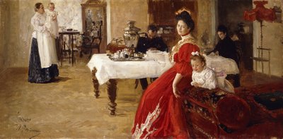アーティストの娘、タット」アナと彼女の家族のインテリア、 作： Ilya Efimovich Repin