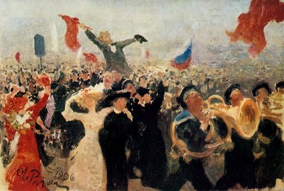 「1905 年 10 月 17 日のデモンストレーション」、c1900-1930。 作： Ilya Efimovich Repin