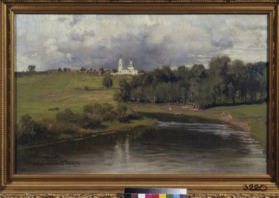 村 Varvarino (ロシア) のビュー。 Ilya Repin (Ilia Repin) (1844-1930) の絵画、キャンバスに油彩 作： Ilya Efimovich Repin